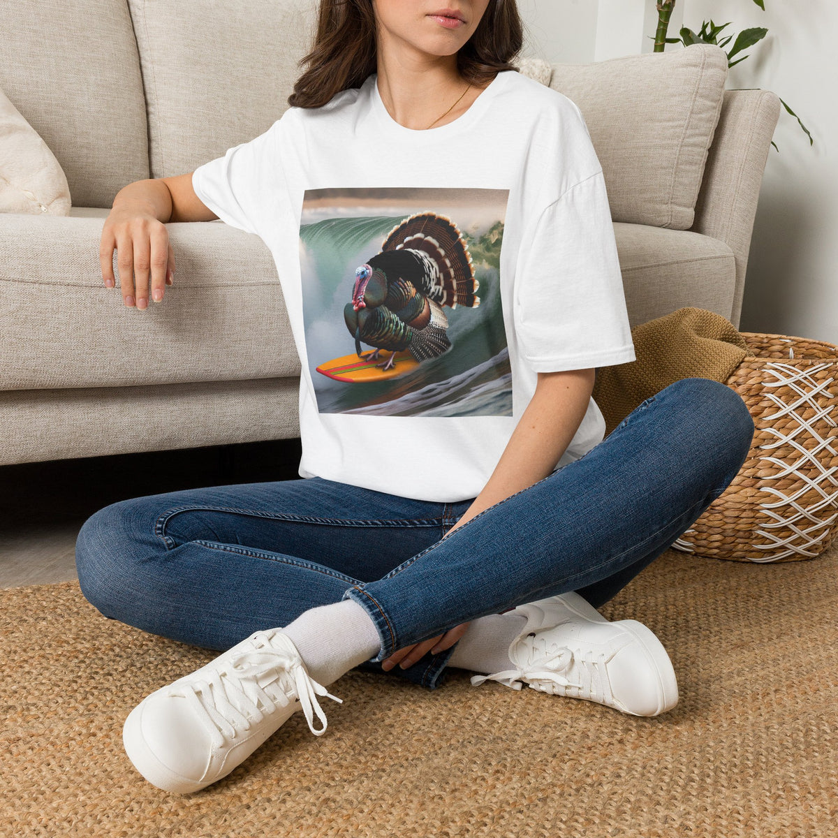 Surfing Turkey T-Shirt — Funny Thanksgiving Surfboard Graphic Tee