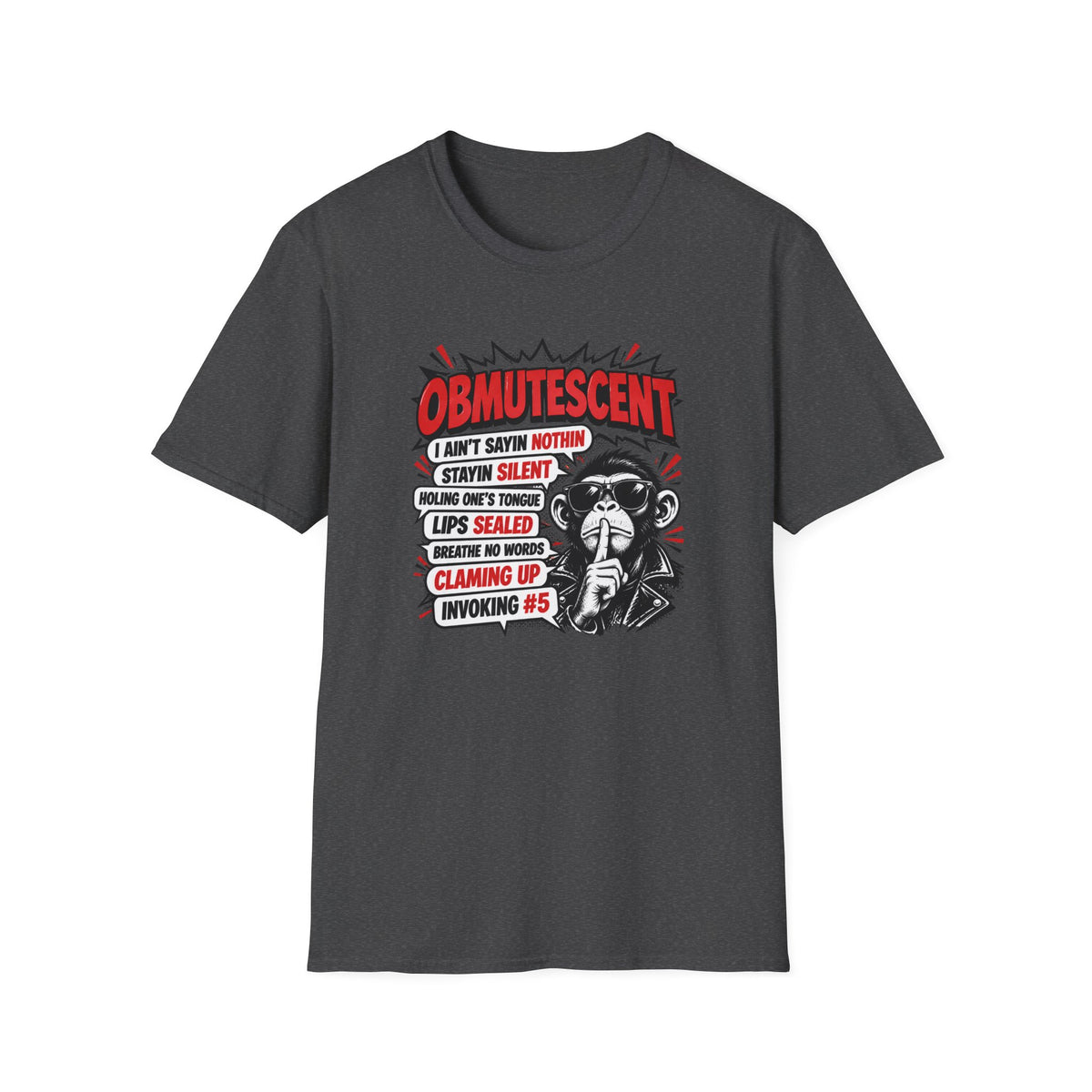 Obmutescent Shushing Monkey Funny T-Shirt