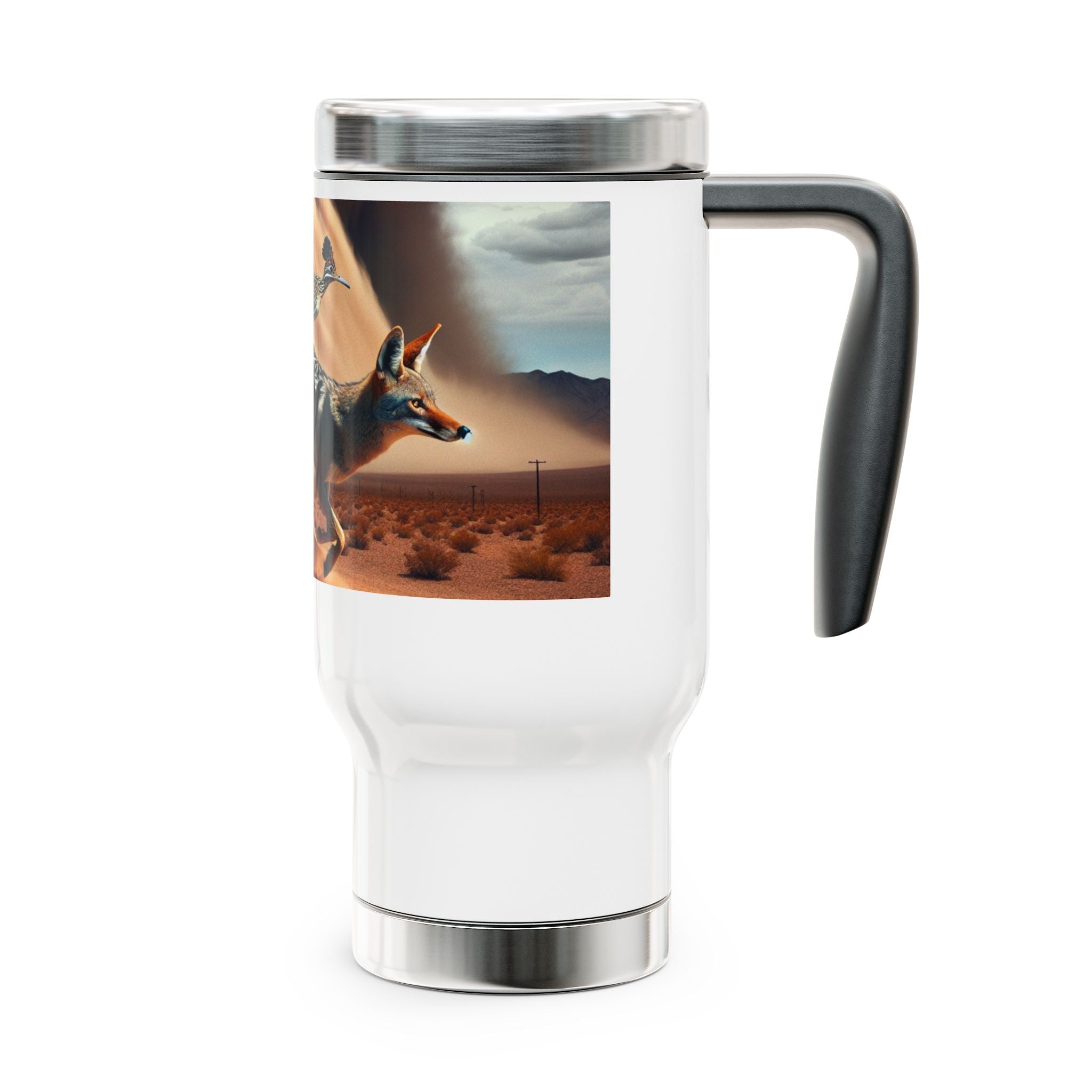 Roadrunner and Coyote Stainless Steel Travel Mug (15oz)