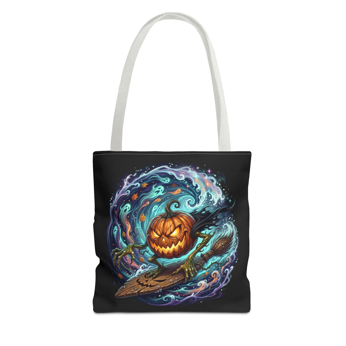 Halloween Surfing Pumpkin Tote Bag — Spooky Jack-o'-Lantern Beach Wave Tote