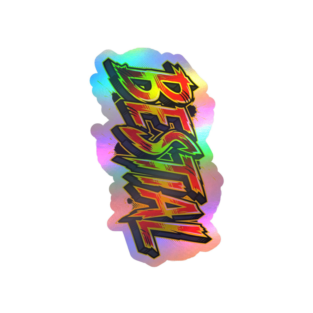 Bestial Flame Sticker - Kiss-Cut Vinyl Decal (Bold Grunge Logo)