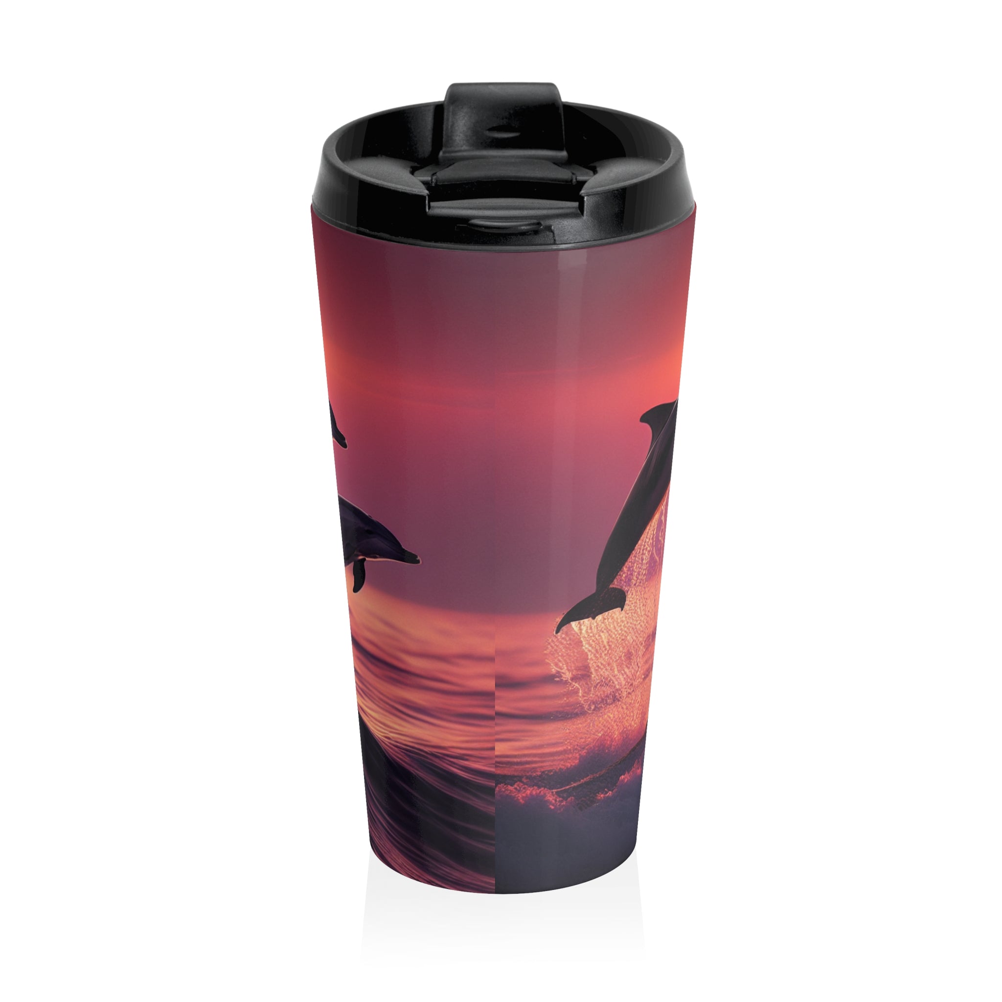 Dolphins Stainless Steel Travel Mug (15oz)