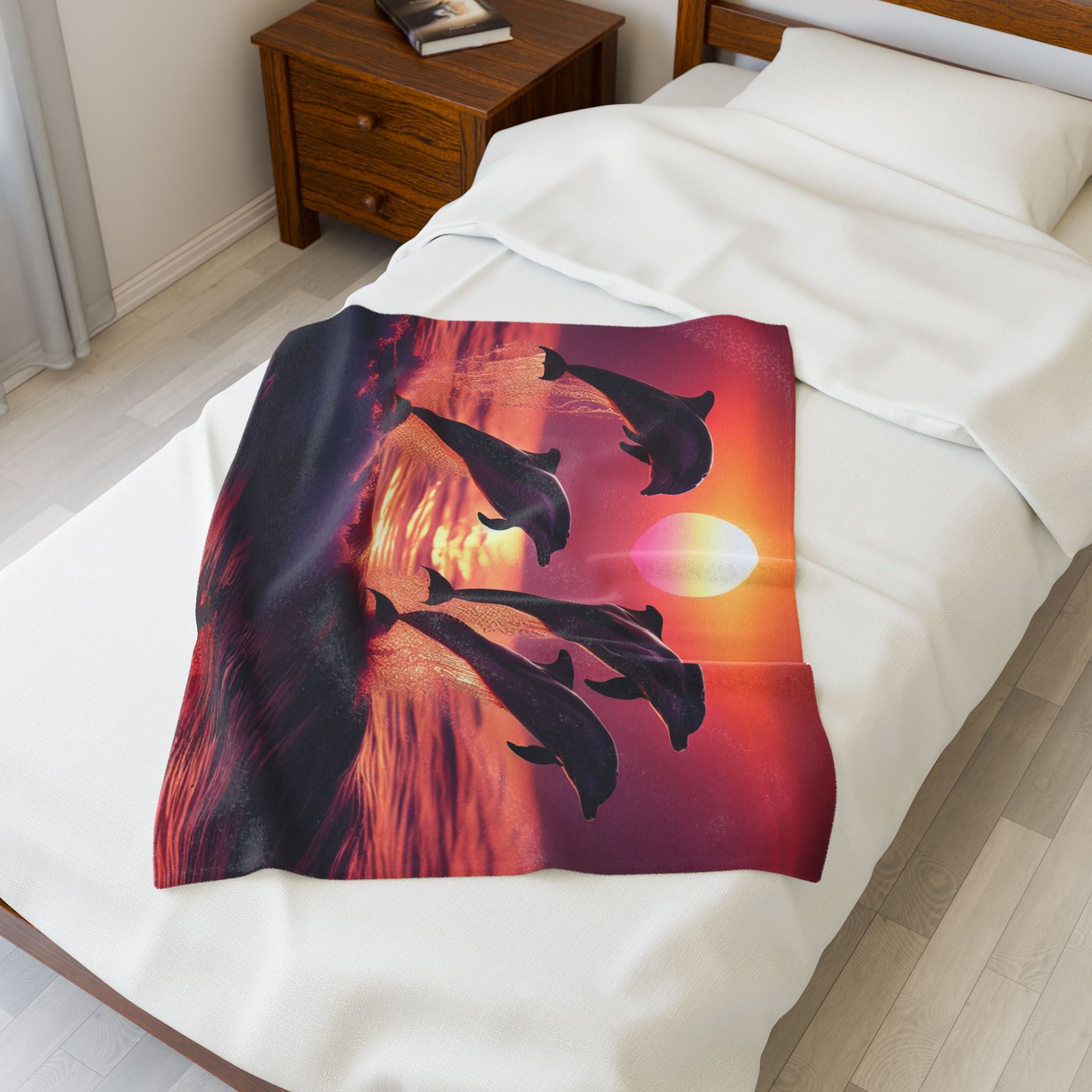 Velveteen Plush Blanket - Dolphins 3