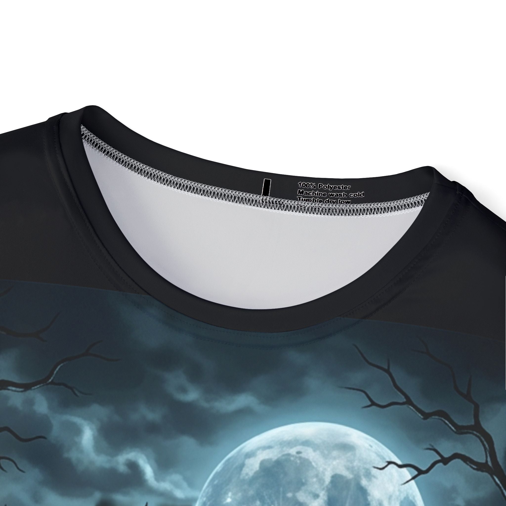 Werewolf Halloween Jersey — Full‑Print Men's Sports Tee with Moonlit Graveyard