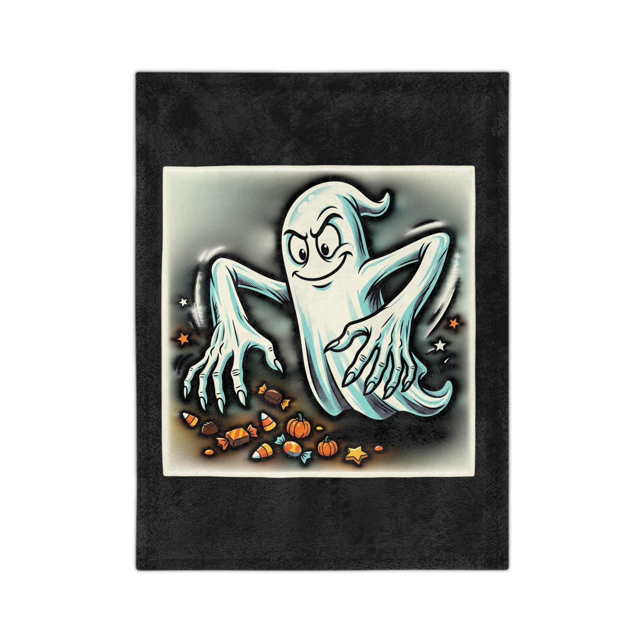 Candy Grabber Ghost Halloween Velveteen Microfiber Blanket