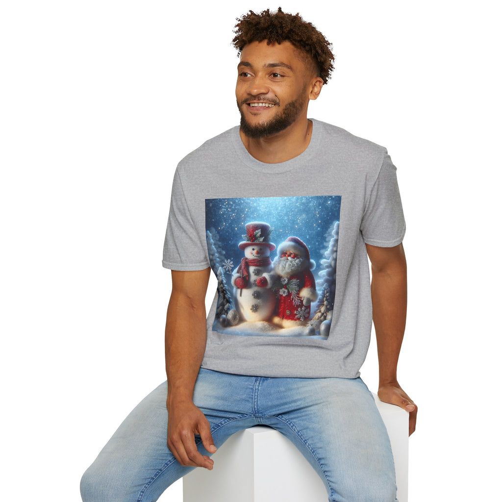 Christmas Santa & Snowman T-Shirt — Holiday Winter Scene Tee