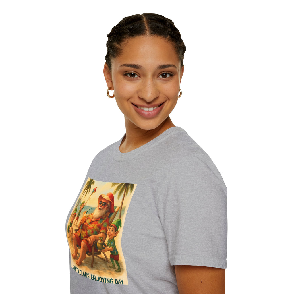Santa Claus Enjoying Day T-Shirt – Retro Beach Holiday Tee