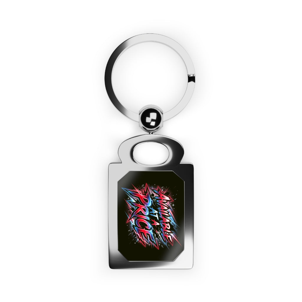 Rectangle Photo Keyring — Custom Retro Neon 'Take Risks' Metal Keychain