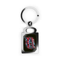 Rectangle Photo Keyring — Custom Retro Neon 'Take Risks' Metal Keychain