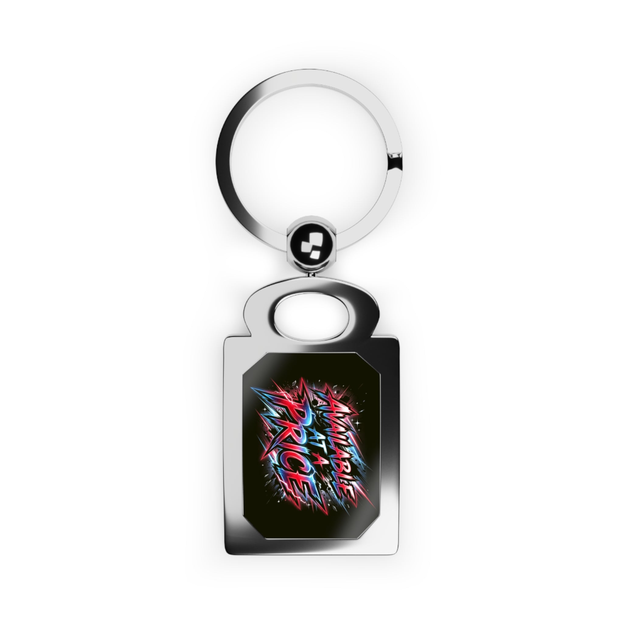 Rectangle Photo Keyring — Custom Retro Neon 'Take Risks' Metal Keychain