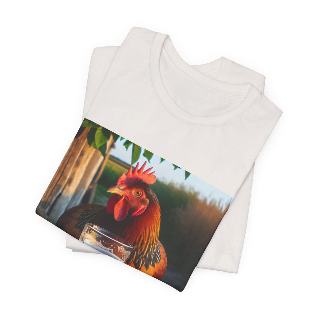 Funny Rooster with Beer Graphic Unisex T-Shirt