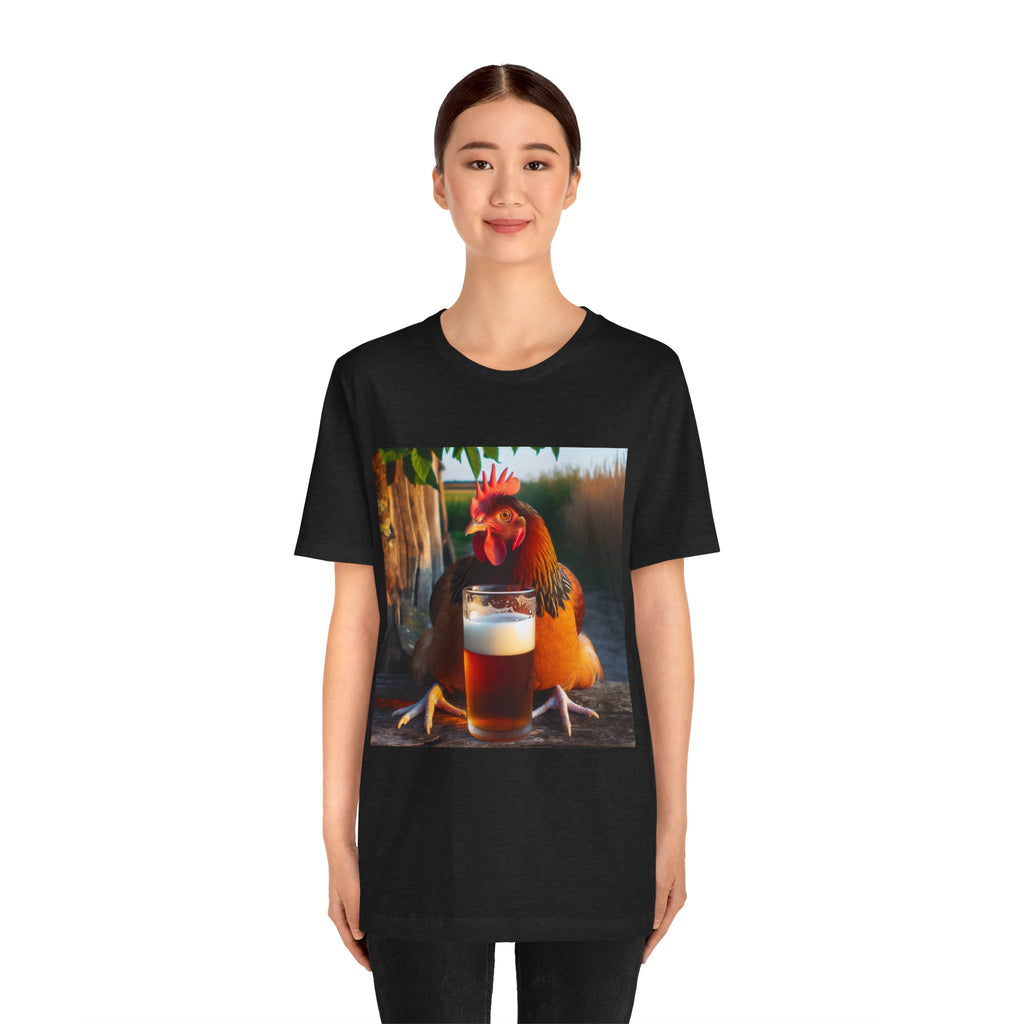 Funny Rooster with Beer Graphic Unisex T-Shirt