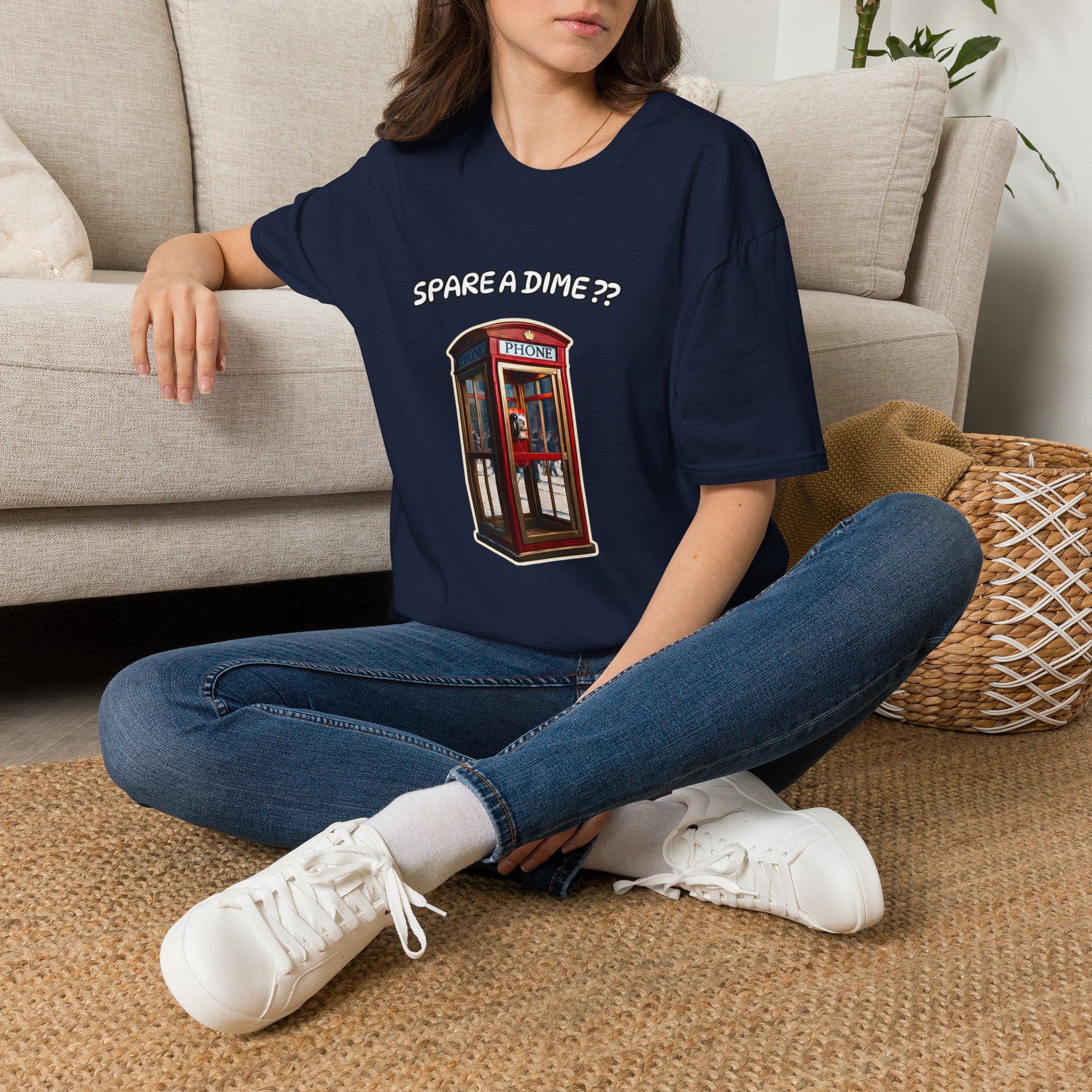 T-Shirt — "Spare a Dime?" Vintage Phone Booth Graphic Tee