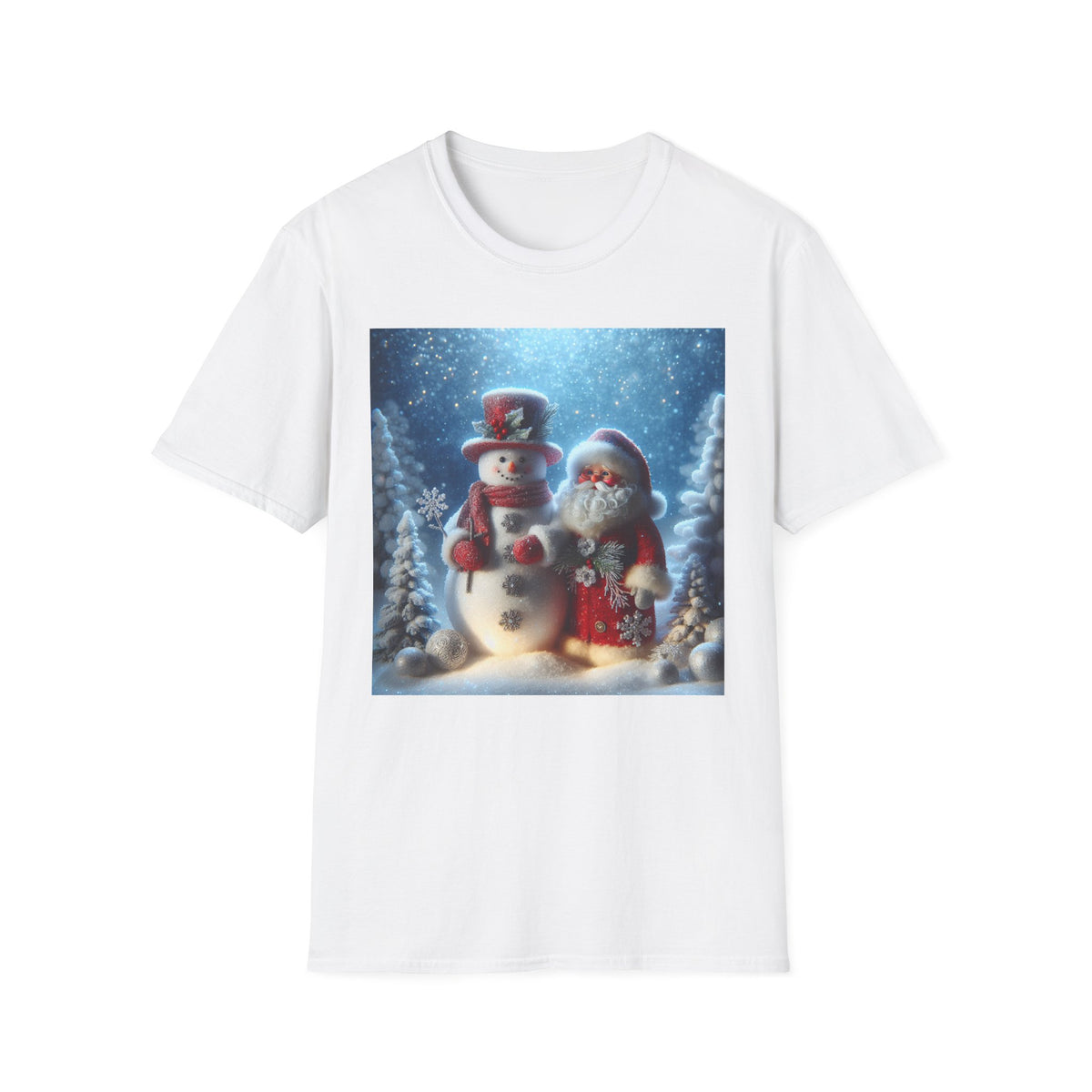 Christmas Santa & Snowman T-Shirt — Holiday Winter Scene Tee