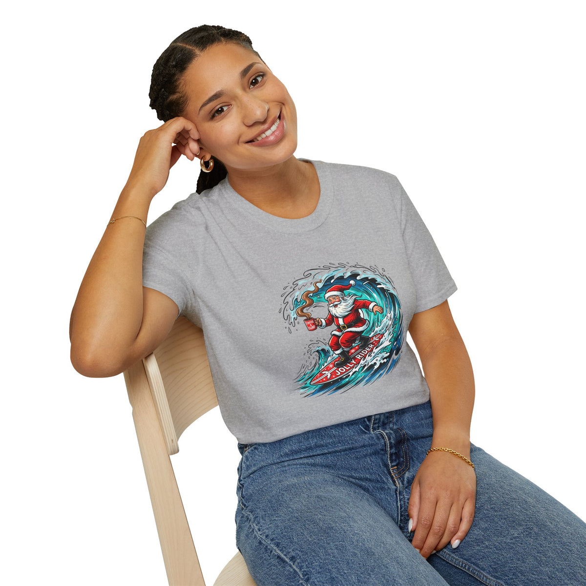 Santa Surfing T-Shirt — Surfing Santa Christmas Tee