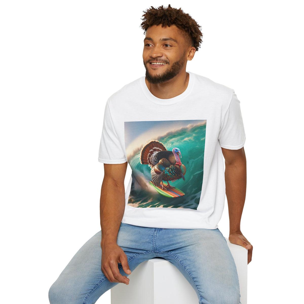 Majestic Surfing Turkey T-Shirt – Thanksgiving Wildlife Graphic Tee
