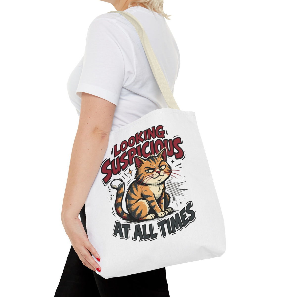 Looking Suspicious Cat Tote Bag - Funny Cat Lover Canvas Shopper