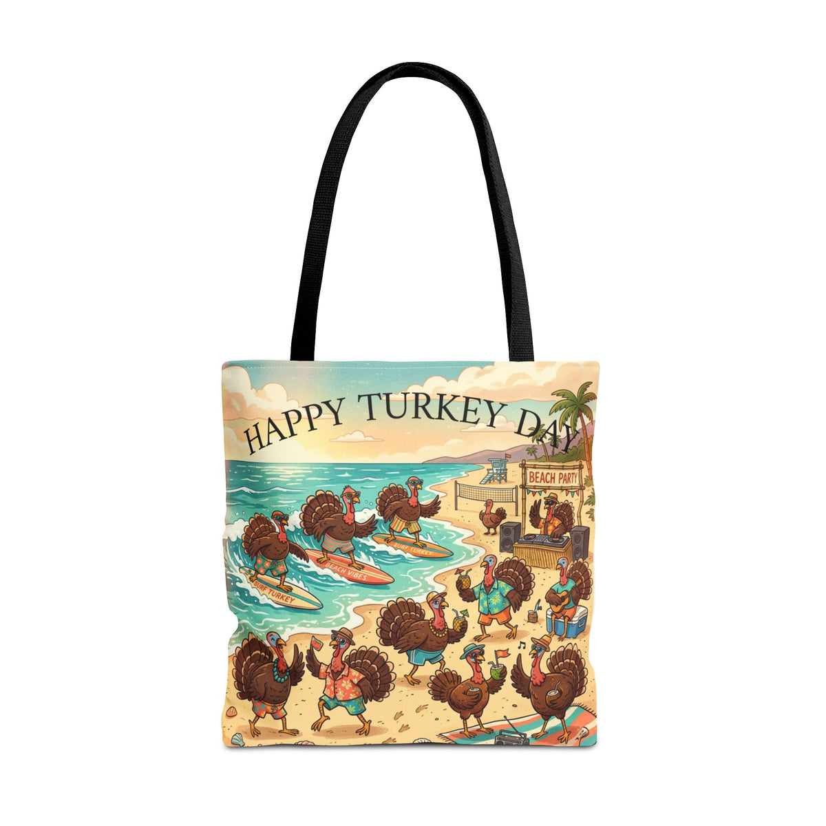 Turkeys Beach Tote Bag – Funny Thanksgiving Summer Beach Tote