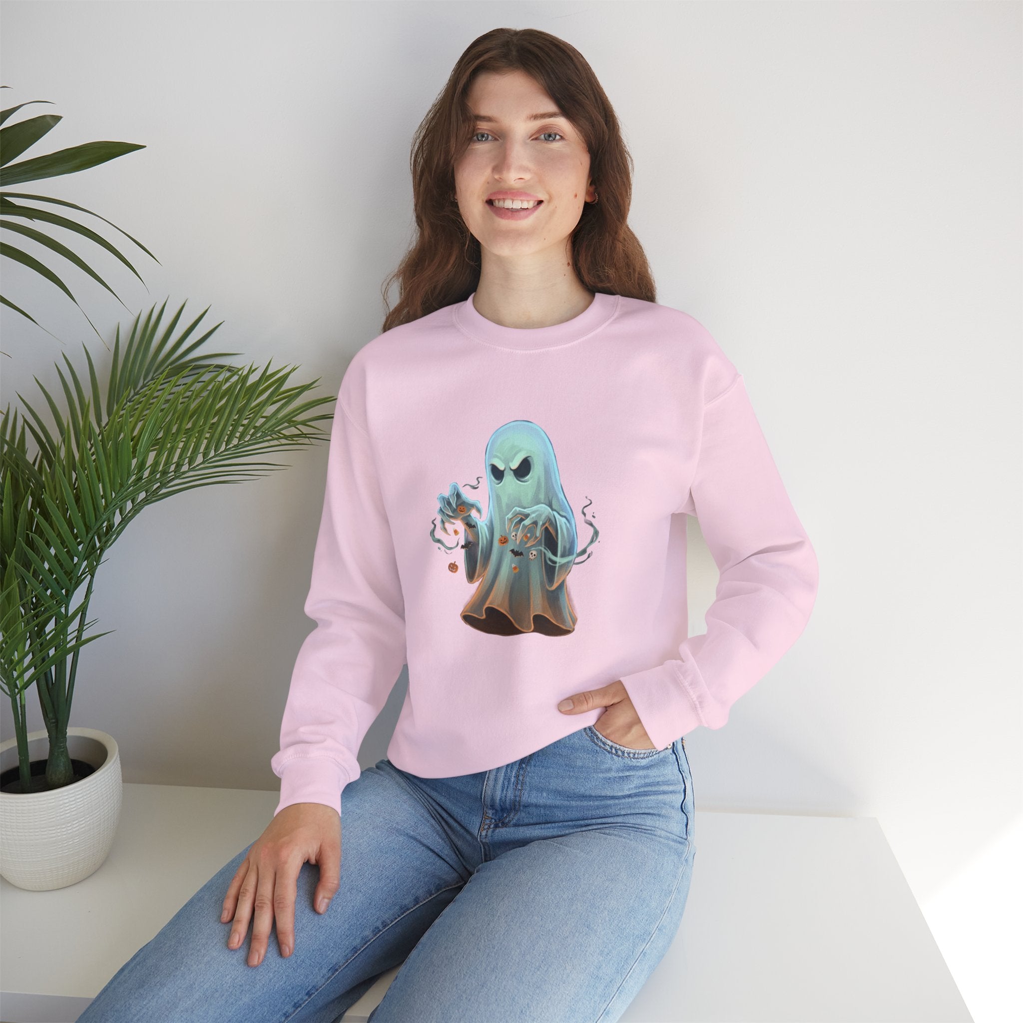 Grumpy Ghost Halloween Crewneck Sweatshirt