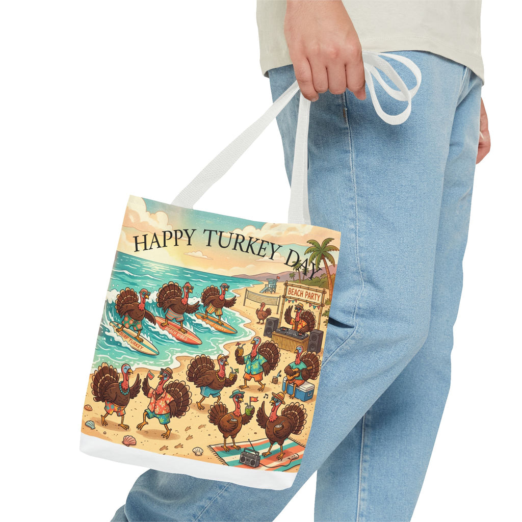 Turkeys Beach Tote Bag – Funny Thanksgiving Summer Beach Tote