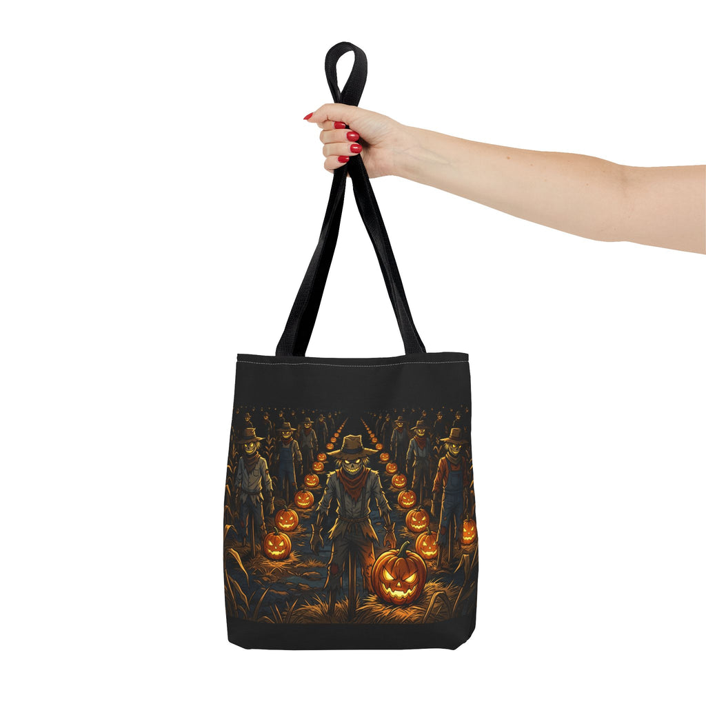 Halloween Scarecrow Parade Tote Bag – Spooky Pumpkin Field All-Over Print Tote