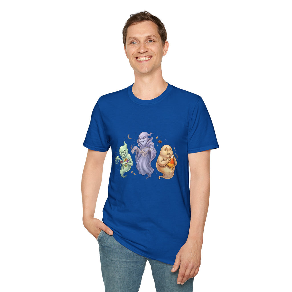Three Quirky Ghosts Halloween Unisex Softstyle T-Shirt