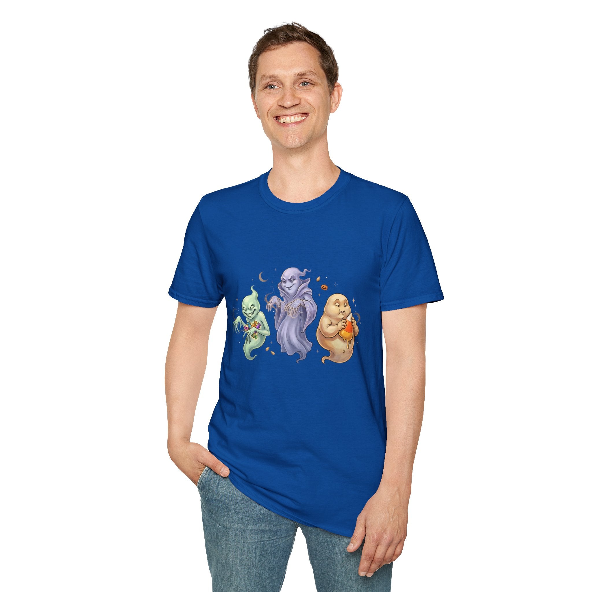 Three Quirky Ghosts Halloween Unisex Softstyle T-Shirt