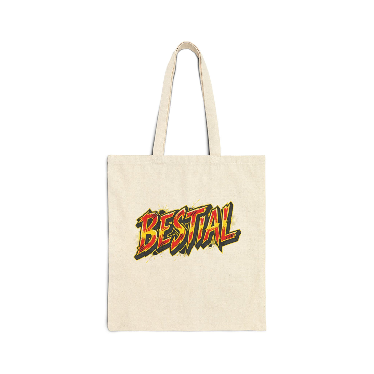 BESTIAL Graphic Tote Bag — Bold Retro Comic Lettering Canvas Tote
