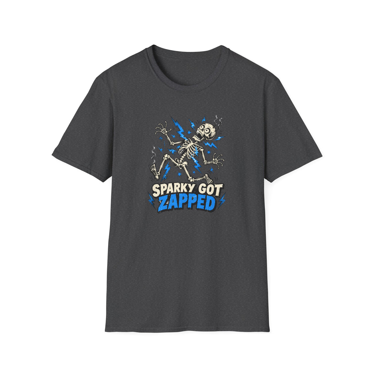 Sparky Got Zapped Skeleton Graphic T-Shirt