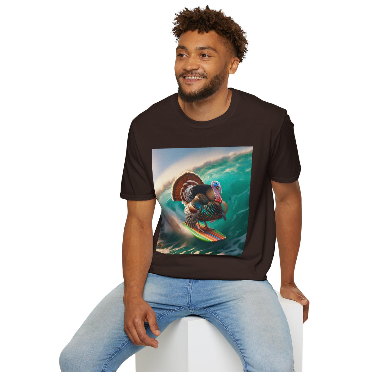 Majestic Surfing Turkey T-Shirt – Thanksgiving Wildlife Graphic Tee