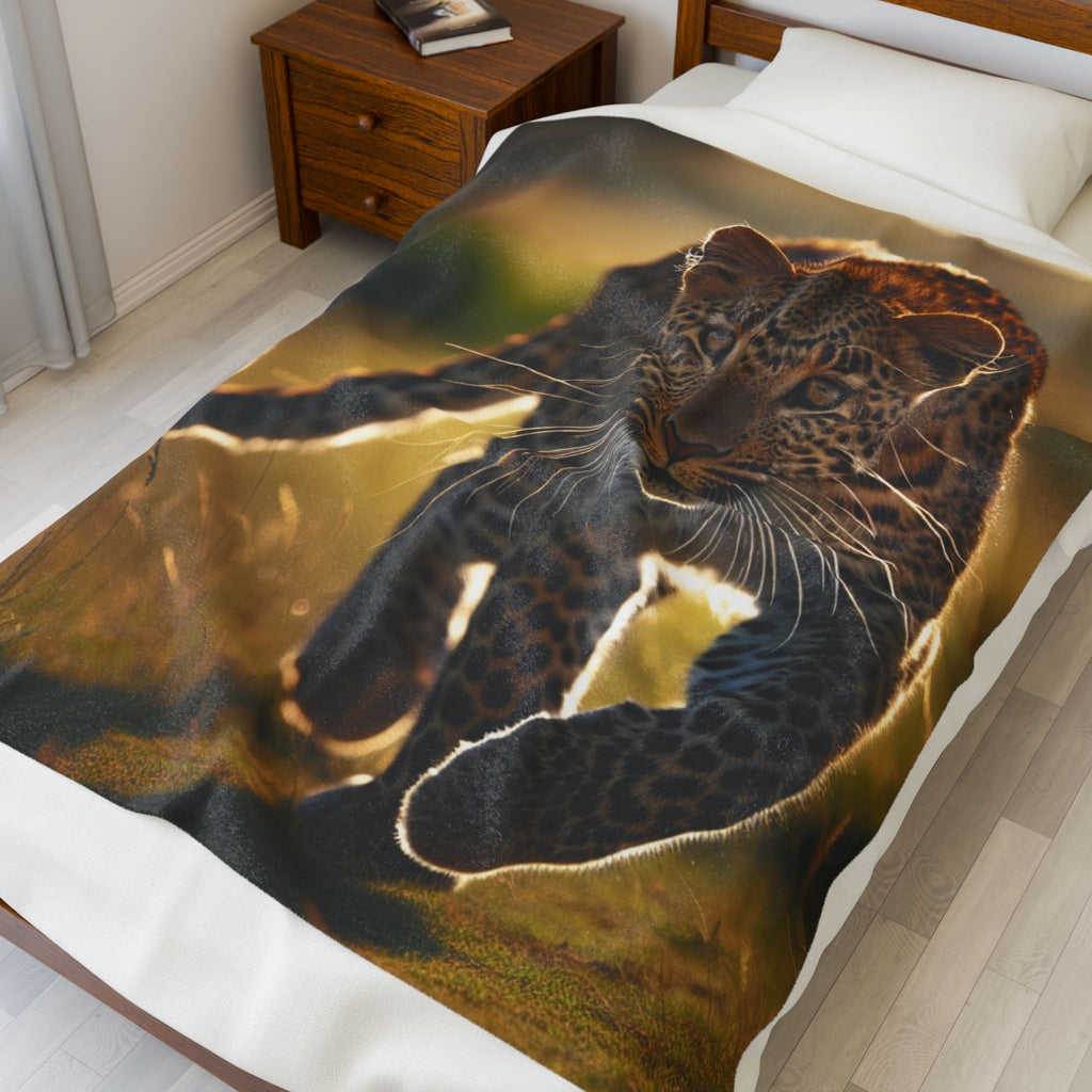 Velveteen Plush Blanket - Leopard