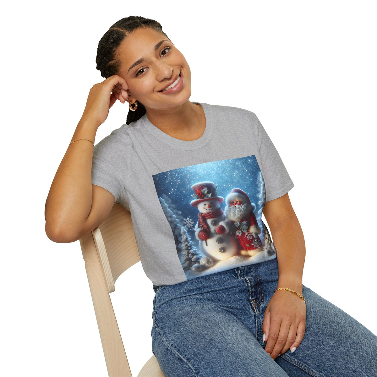 Christmas Santa & Snowman T-Shirt — Holiday Winter Scene Tee