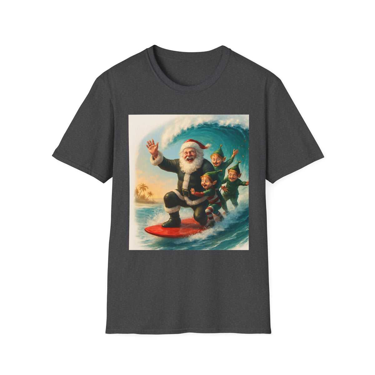 Santa Surfing T-Shirt — Retro Christmas Surfing Santa Tee