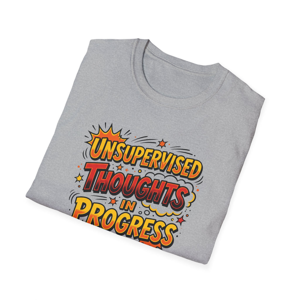 T-Shirt — "Unsupervised Thoughts in Progress" Retro Comic Graphic