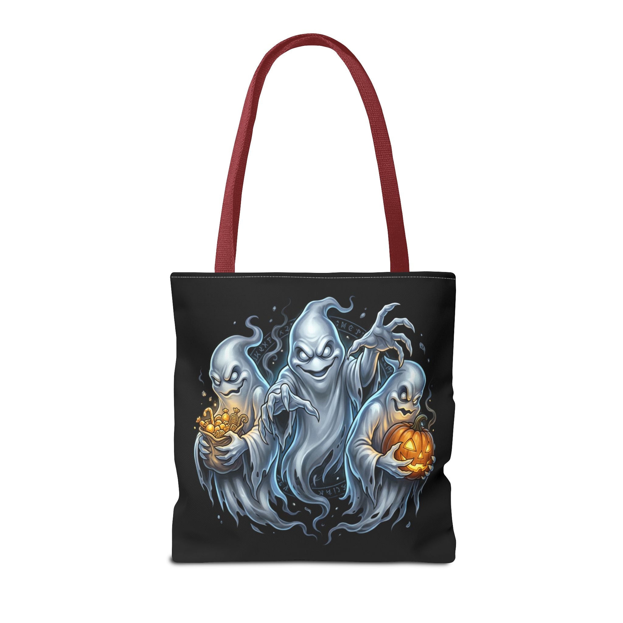 Halloween Ghost Trio Tote Bag — Spooky Pumpkin Trick-or-Treat AOP Tote