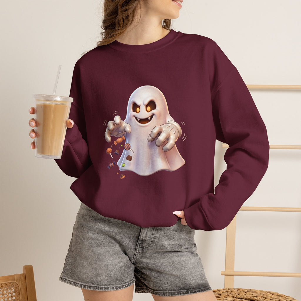 Candy Grabber Ghost Halloween Crewneck Sweatshirt