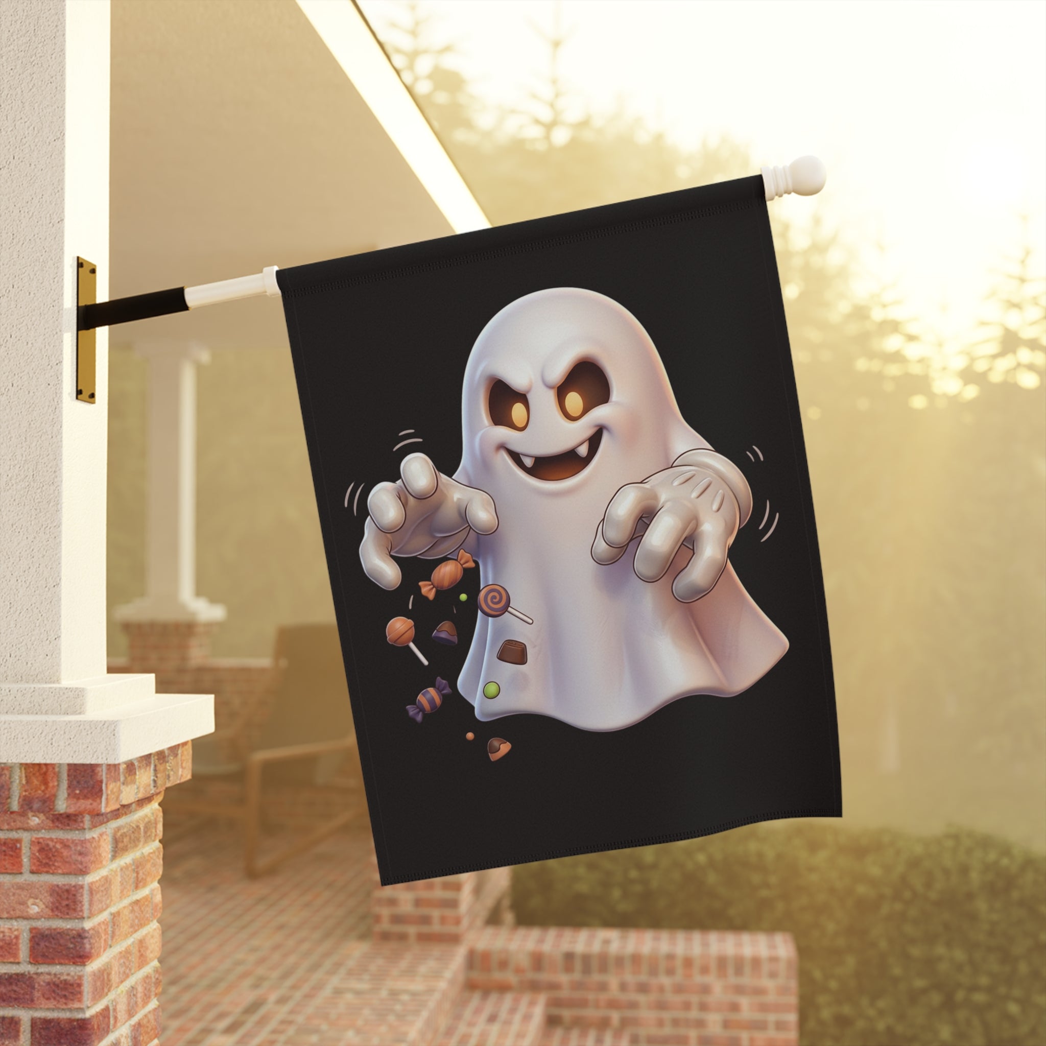 Trick or Treating Ghost Halloween Garden & House Banner