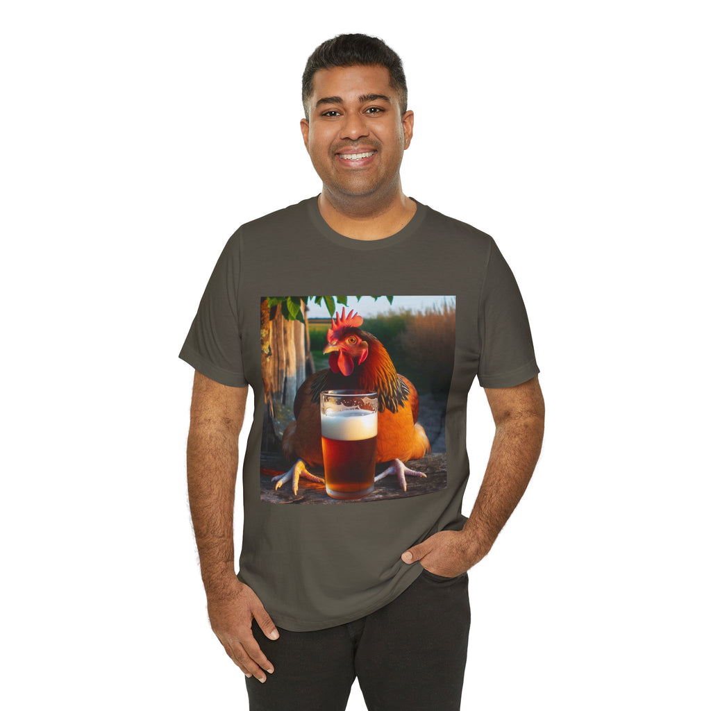 Funny Rooster with Beer Graphic Unisex T-Shirt
