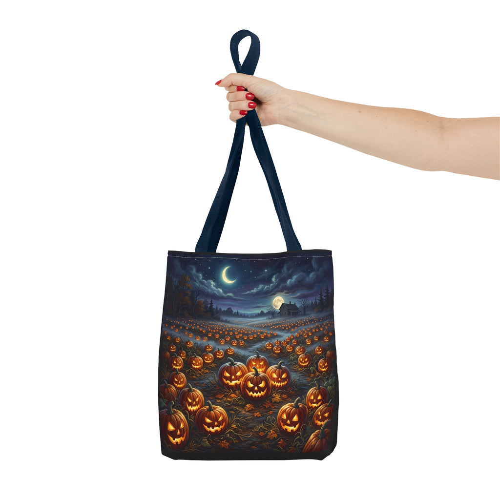 Halloween Pumpkin Patch Tote Bag — Spooky Night Jack-O'-Lantern Canvas Tote
