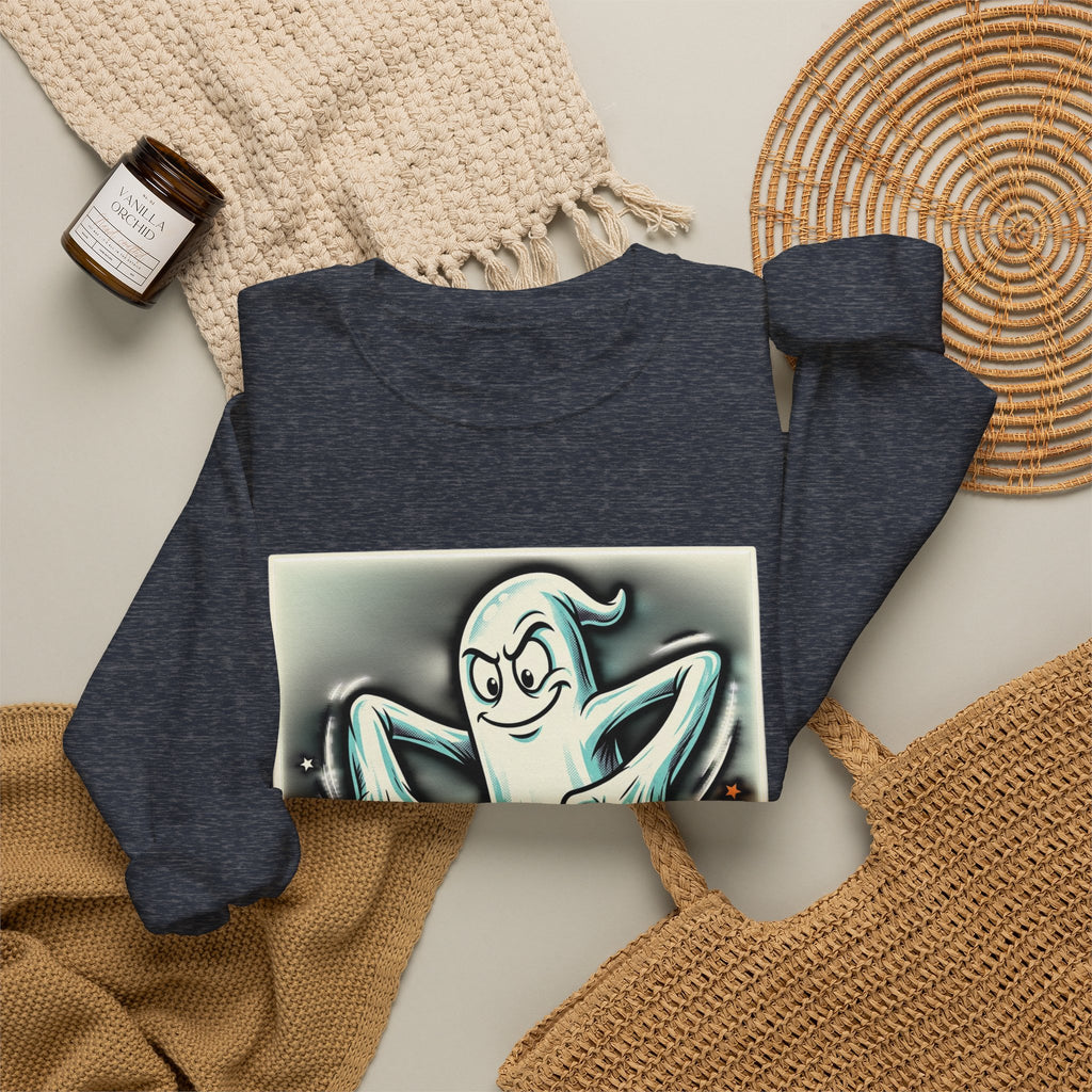 Candy Ghost Halloween Crewneck Sweatshirt — Retro Spooky Ghost with Candy Corn