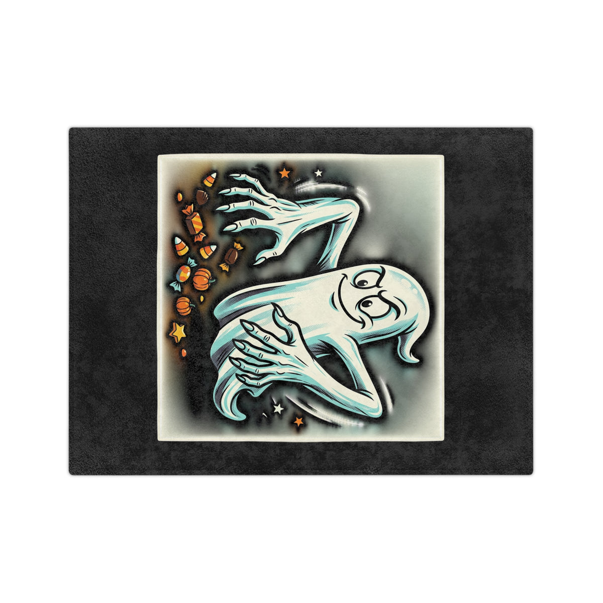 Candy Grabber Ghost Halloween Velveteen Microfiber Blanket
