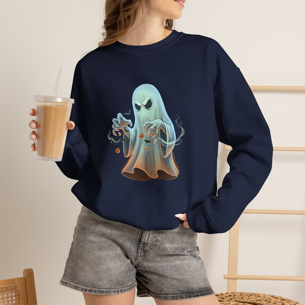 Grumpy Ghost Halloween Crewneck Sweatshirt