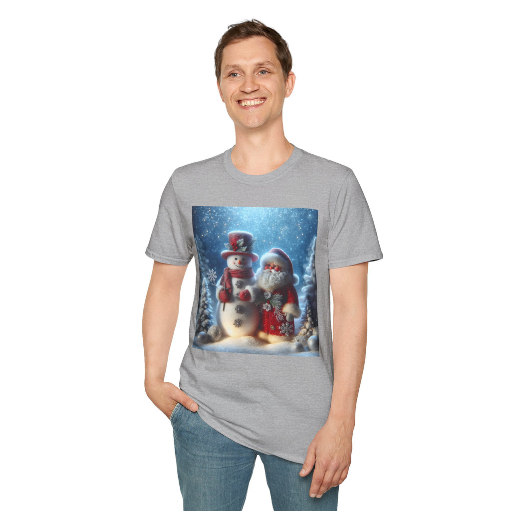 Christmas Santa & Snowman T-Shirt — Holiday Winter Scene Tee