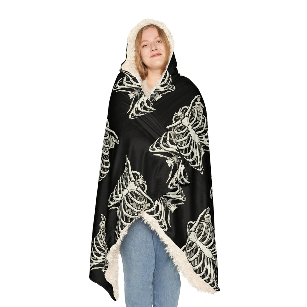 Hooded Skeleton Ribcage Snuggle Blanket – Cozy Halloween Throw