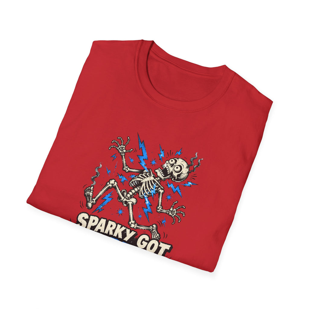 Sparky Got Zapped Skeleton Graphic T-Shirt