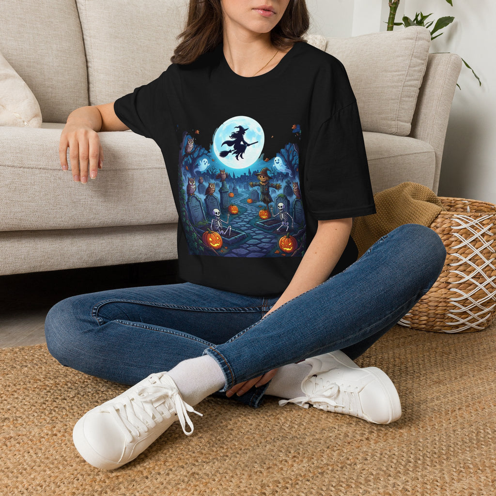 Halloween Witch Moon T-Shirt — Spooky Graveyard Night Tee