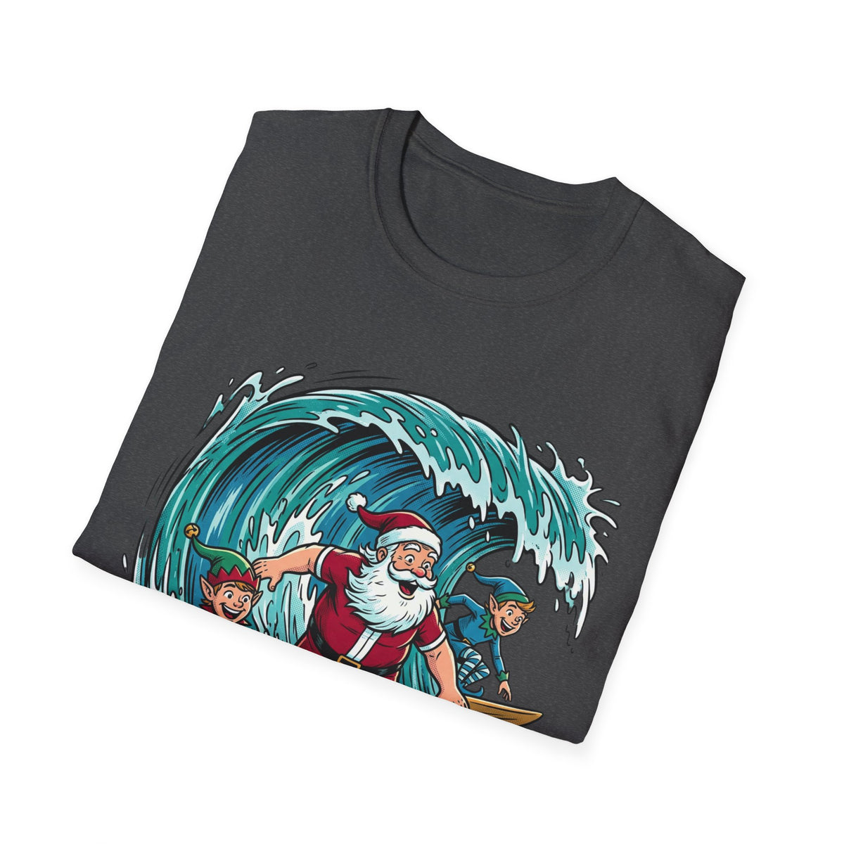 Surfing Santa T-Shirt — Christmas Beach Holiday Tee