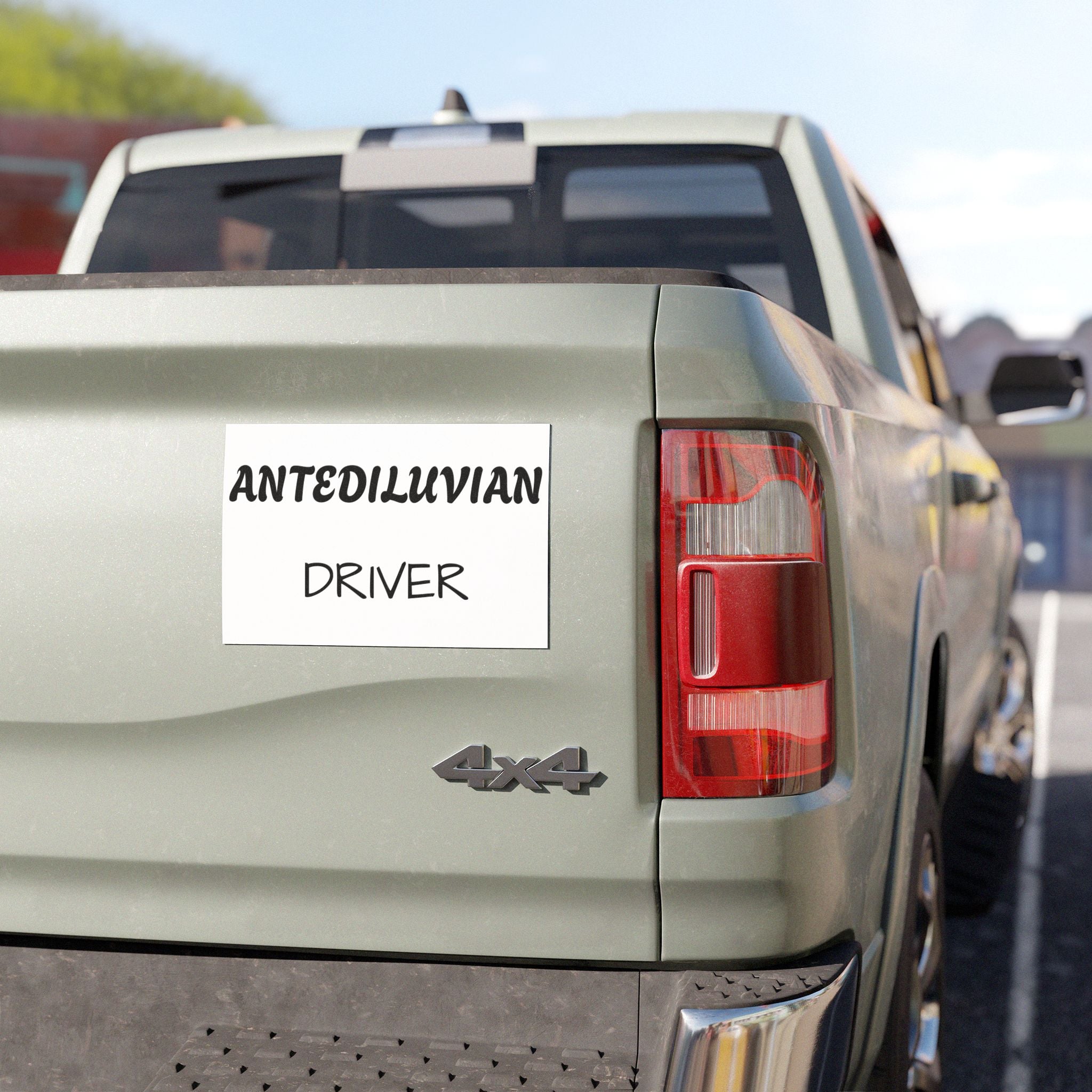 Antediluvian Driver Funny Slow & Steady Car Magnet – White