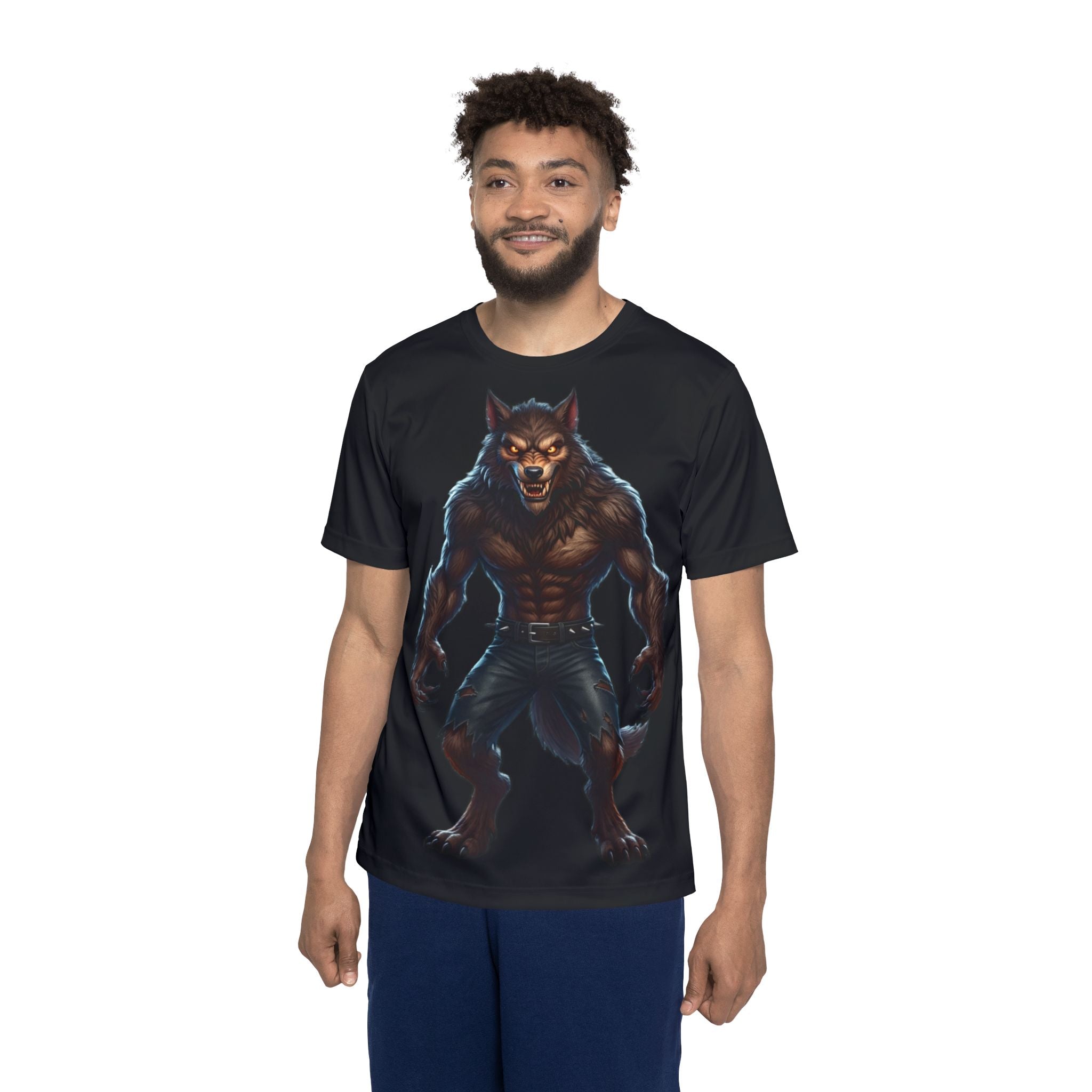 Werewolf Graphic Jersey — Men’s Athletic Tee with Fierce Wolf Art