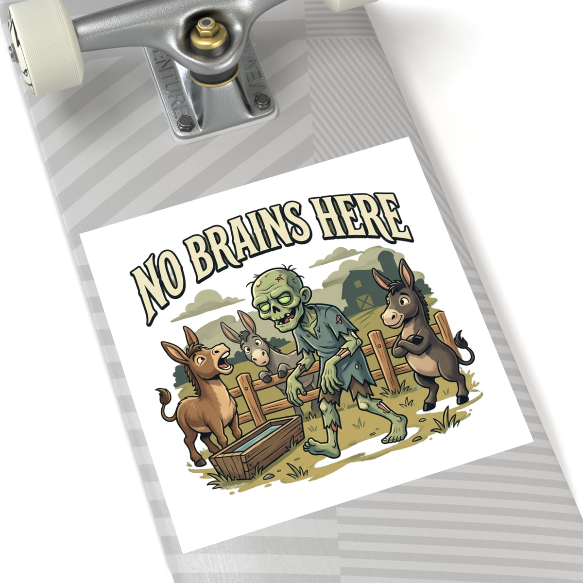 No Brains Here Square Sticker